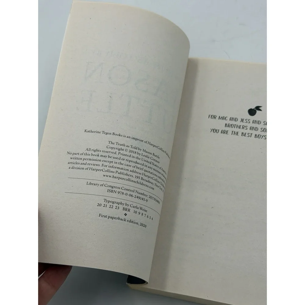 The Truth as Told by Mason Buttle Leslie Connor Paperback 2020 Award Winner